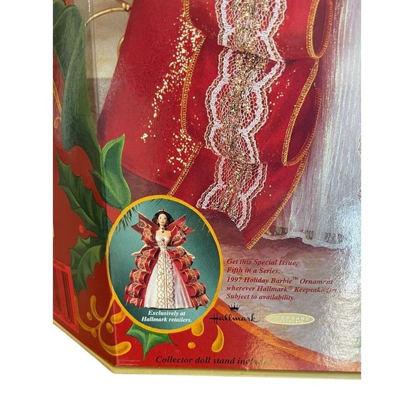 RARE 1997 Misprint Green Eyes Holiday Barbie Happy Holidays Gold Special Edition - Picture 8 of 10